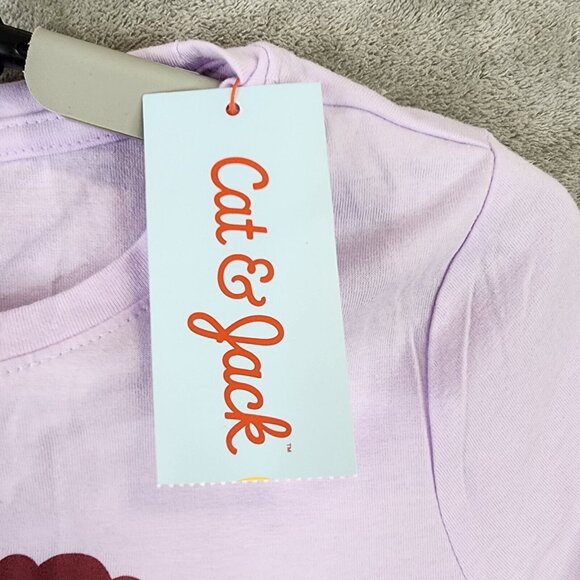 Girls “Growing Every Day” Short Sleeve Shirt Cat & Jack Purple Size M (7/8) - Picture 5 of 9